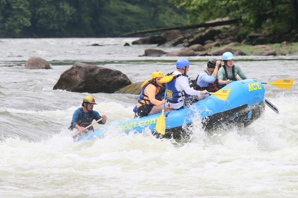 Exciting whitewater rafting experience on the New River in West Virginia with family