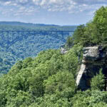 Scenic overlook of Endless Wall Trail. You can see the bridge in the distance as well as part of the endless wall.