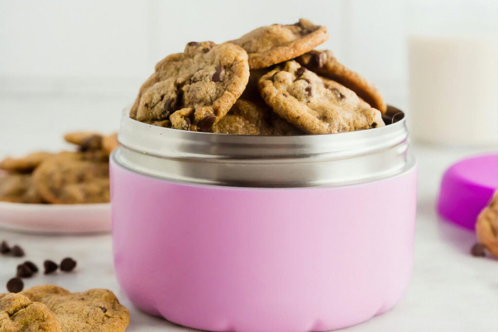 Homemade cookies packaged up for a road trip.