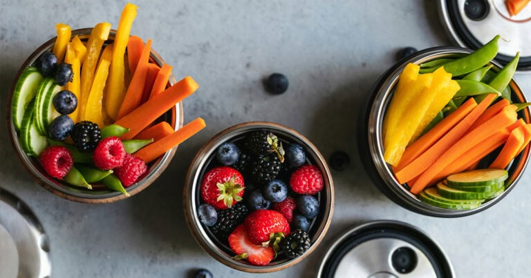 road trip snacks - cut up vegetables in portable containers.